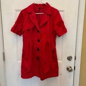 Cotton Ambition Red Short-Sleeve Trench Coat